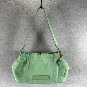 Fossil Handbag‎ Women's Pastel Green Pebbled Genuine Leather Zipper Shoulder Bag